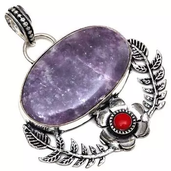 Pendant Lepidolite Gemstone Gift For Her Silver Jewelry 2