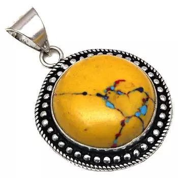 Pendant Mosaic Jasper Gemstone Handmade Gift For Her Silver Jewelry 1.5