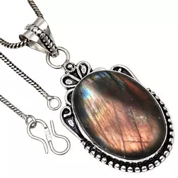 Pendant Multi Fire Labradorite Gemstone Valentine Day Silver Jewelry 2.25
