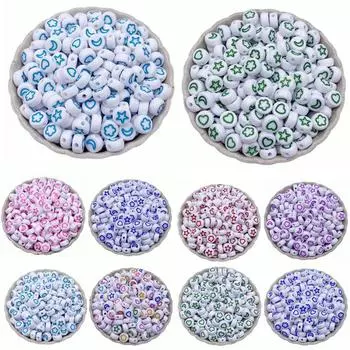 Pendant Necklace Bracelet For Jewelry Making 60Pcs 4*7mm DIY Crafts Wholesale Moon Star Flower Loose Beads