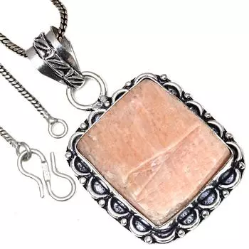 Pendant Orange Amazonite Drusy Gemstone Valentine Day Silver Jewelry 2.25