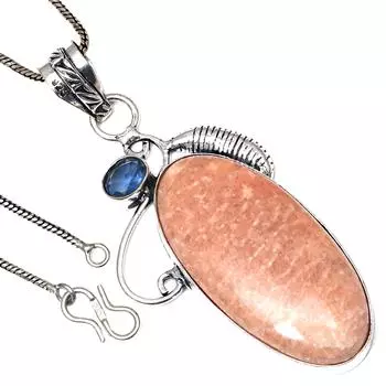 Pendant Orange Amazonite Gemstone Valentine Day Ethnic Silver Jewelry 2.5