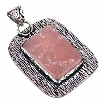 Pendant Pink Rosequartz Drusy Gemstone Handmade Silver Jewelry 2