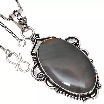 Pendant Polygram Jasper Gemstone Handmade Gift For Her 925 Silver Jewelry 2.5