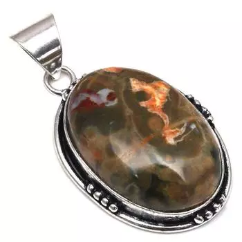 Pendant Rainforest Jasper Gemstone Mother Day Gift Silver Jewelry 1.75