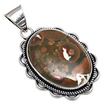Pendant Rainforest Jasper Gemstone Mother Day Gift Silver Jewelry 1.75