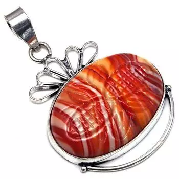 Pendant Red Botswana Agate Gemstone Gift For Her 925 Silver Jewelry 2.25