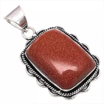 Pendant Red Sunsitara Gemstone Handmade Gift For Her Silver Jewelry 1.5