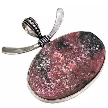 Pendant Rhodonite Drusy Gemstone Gift For Her Silver Jewelry 2