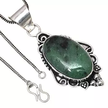 Pendant Ruby Zoisite Gemstone Handicraft Valentine Day Silver Jewelry 2.25