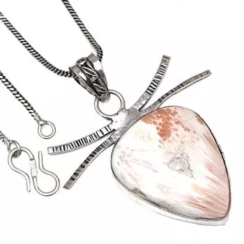 Pendant Scolecite Shell Gemstone Handmade Gift For Her Silver Jewelry 2
