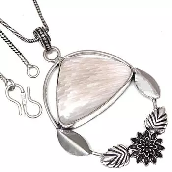 Pendant Scolecite Shell Gemstone Handmade Gift For Her Silver Jewelry 3