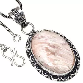 Pendant Scolecite Shell Gemstone Handmade Gift For Her Silver Jewelry 2