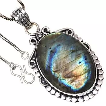Pendant Shiney Labradorite Gemstone Valentine Day Gifted Silver Jewelry 2