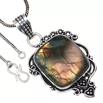 Pendant Shiney Labradorite Gemstone Valentine Day Gifted Silver Jewelry 1.75