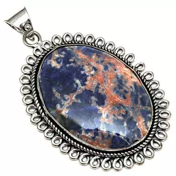 Pendant Sodalite Gemstone Handmade Mother Day Gift Silver Jewelry 2.5