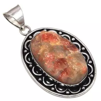 Pendant Sunstone Drusy Gemstone Handmade Gift For Her Silver Jewelry 2