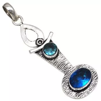Pendant Swiss Blue Quartz Gemstone Gift For Her Silver Jewelry 3