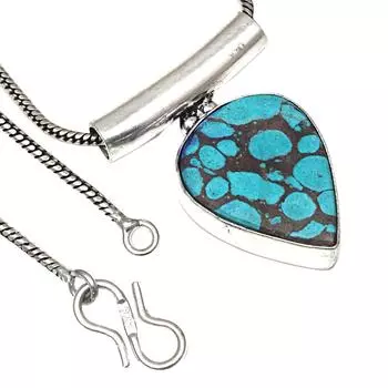 Pendant Tibetan Turquoise Gemstone Handmade Antique Silver Jewelry 1.25