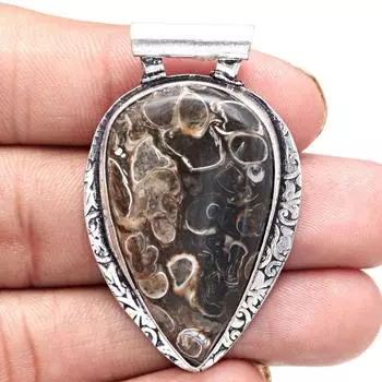 Pendant Turtella Jasper Gemstone Gift For Her Silver Jewelry