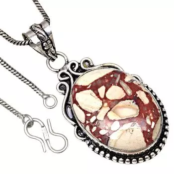 Pendant Wild Horse Jasper Gemstone Handicraft Valentine Day Silver Jewelry 2.5