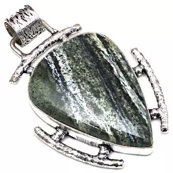 Pendant Zebra Jasper Gemstone Gift For Her Silver Jewelry 2.25