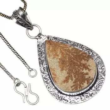 PendantDendritic Drusy Gemstone Valentine Day Gift Silver Jewelry 2.5
