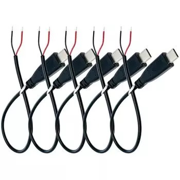 PENGLIN 5 pieces USB Type-C 2 core cable 25cm 22AWG For power supply USB cable 3A 5V USB-C male plug to 2-pin bare wire open-end extension cable DIY