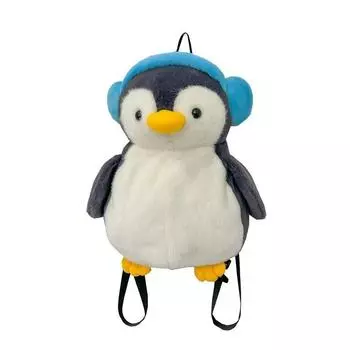 Penguin Backpack Plush With Earphones For Casual Outings With Breathable Design