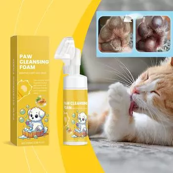 Пенный очиститель для ног кошек и собак, очищающий спрей, портативный очиститель для домашних животных с запахом свежего лимона, уменьшает запах от подошв ног, 100 мл One Size белый