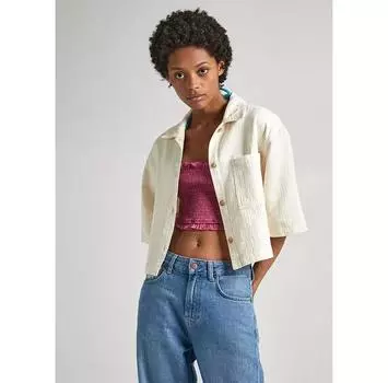 Pepe Jeans Elle Ecru рубашка с коротким рукавом 2XS