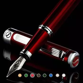 Перьевая ручка Scriveiner Deep Crimson Red — потрясающая роскошная ручка с хромированной отделкой, перо Schmidt (Средняя), Лучший подарочный набор ручек для мужчин и женщин, профессия