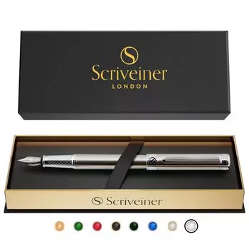 Перьевая ручка Scriveiner из нержавеющей стали, потрясающая роскошная ручка со стальным пером Schmidt, лучший подарочный набор ручек для мужчин, красивые дизайнерские ручки для руководителей -