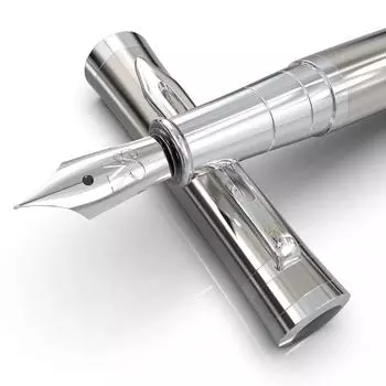 Перьевые ручки Premium WadsWorth Black [Erudite SILVER CHROME] 6 перьевых ручек с чернилами