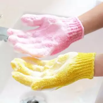 Перчатки для купания Five Fingers, бытовые полотенца для душа, скраб для тела, детские принадлежности для дома, эластичные салфетки для спины, перчатки для купания и чистки 1pair розовый