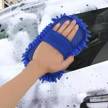 Перчатки для мытья окон и кузова автомобиля, мягкая микрофибра, шенилл, для детейлинга автомобиля, чистка автомобиля, уход за краской, щетка для мытья двигателя, мотоцикла, техническое обслуживание автомобиля blue