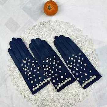 Перчатки для вождения с сенсорным экраном Suede Pearl Красивые женские перчатки премиум-класса Pearl чёрный