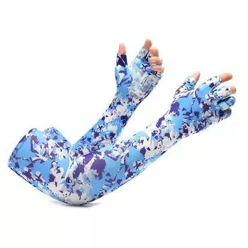 Перчатки Ice Silk Sunscreen с пятью пальцами, мужские, удлиненные, для езды на велосипеде и вождения, противоскользящие, прохладные, полупальцевые, для женщин One Size
