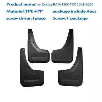Передние и задние 4 шт. для DODGE RAM 1500 TRX 2024, брызговики, брызговики, автомобильные аксессуары чёрный