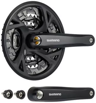 Передняя звездочка SHIMANO (MTB) FC-M371-L 443222T 170 мм 9S с защитой цепи черного цвета, совместимый с квадратным валом BB UN 122,5 мм (LL123) EFCM371C422CL ACERA