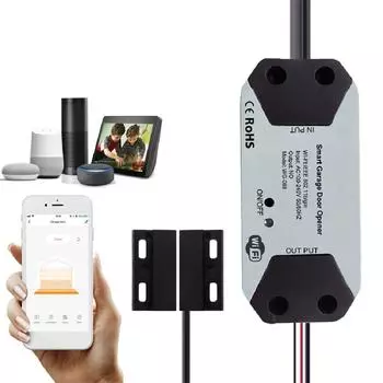 Переключатель WiFi, интеллектуальный контроллер открывания гаражных ворот, работающий с Alexa Echo, приложение Google Home SmartLife/Tuya, управление без концентратора