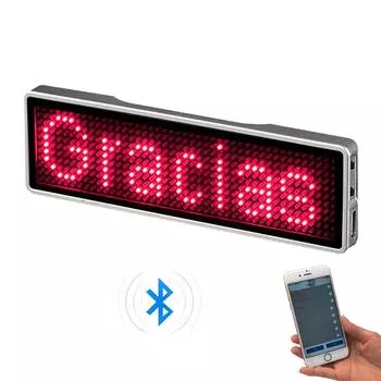 Перезаряжаемый Bluetooth цифровой светодиодный значок Insignia DIY программируемый прокручивающийся информационный стенд мини светодиодный дисплей светодиодная бирка с именем Red