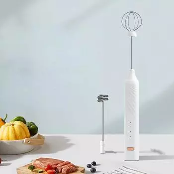 Перезаряжаемый ручной пенообразователь, высокая скорость яиц, электрический вспениватель молока, пенообразователь, миксер, палочка для вспенивания кофейных напитков, USB2 в 1, портативный белый