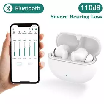 Перезаряжаемый слуховой аппарат Bluetooth для глухих, портативный TWS, усилитель звука для пожилых людей, устройство для глухих, беспроводной Black чёрный
