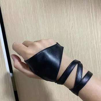 Performance Dancing Gloves Half Finger Leather Ladies Thin Break Dance Leaking Finger Performance Punk Strap Wear Resistant Gloves one size