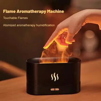 Perfume Humidifier Ultrasonic Air Humidifier With LED Lighting Simulation Colorful Flame Fragrance Machine чёрный