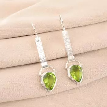 Peridot Gemstone 925 Stamped Silver Jewelry Handmade Earrings 2.3 Birthday Gift EE-166-9