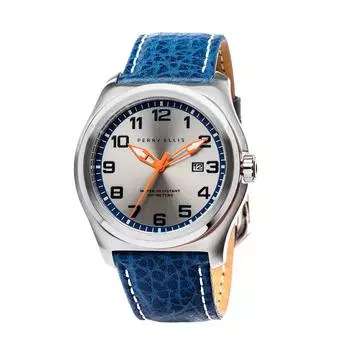[Perry Ellis] MEMPHIS Quartz 44 мм Корпус из натуральной кожи Ремешок 04004-01 Мужские оригинальные импортные часы синего цвета