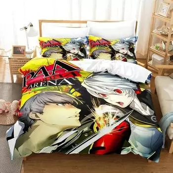 Постельное белье Persona 4 Односпальное Полуторное Двуспальное Кингсайз Комплект постельного белья Взрослый Детский Спальня Пододеяльник Комплекты 3D Принт Аниме Комплект простыней 70x133cm 2pcs