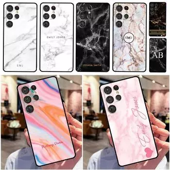 Personalised Marble Initial Name Case For Samsung Galaxy S21 S22 Ultra Plus S8 S9 S10 Note 10 20 Ultra S21 FE S20 FE Cover Galaxy S22